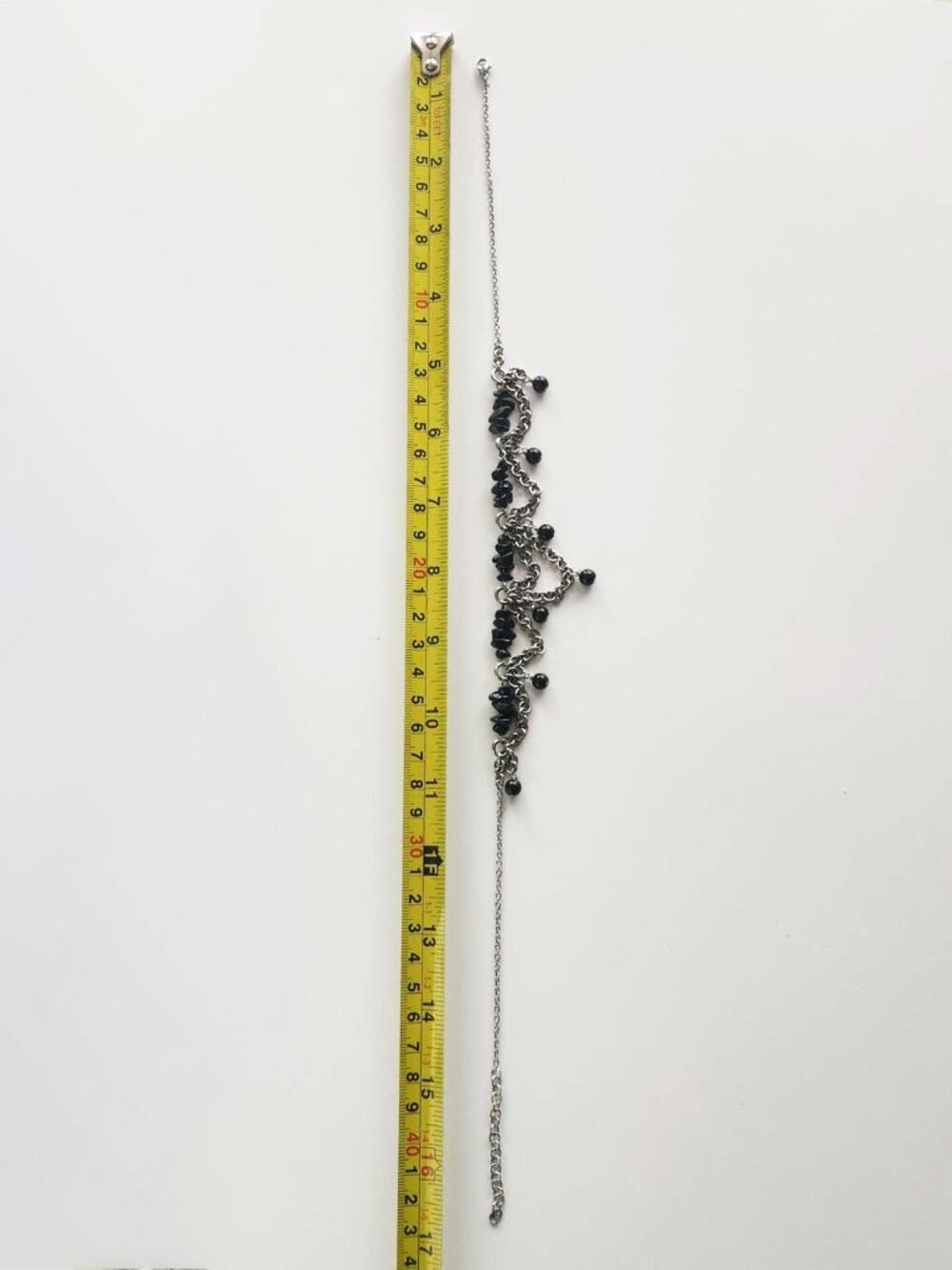 Gothic silver chandelier necklace with black obsidians - Picture 5 of 9